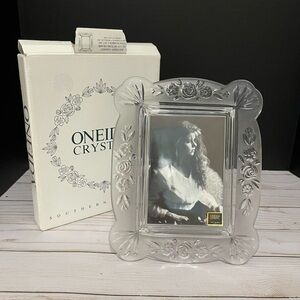 VTG Oneida Crystal Frosted Picture Rectangle Frame Southern Garden 3.5x5 WithBox
